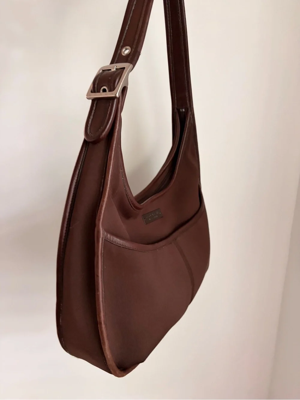 Vintage 90s Coach Mahogany Neoprene & Leather Pocket Ergo Zip Purse Bag